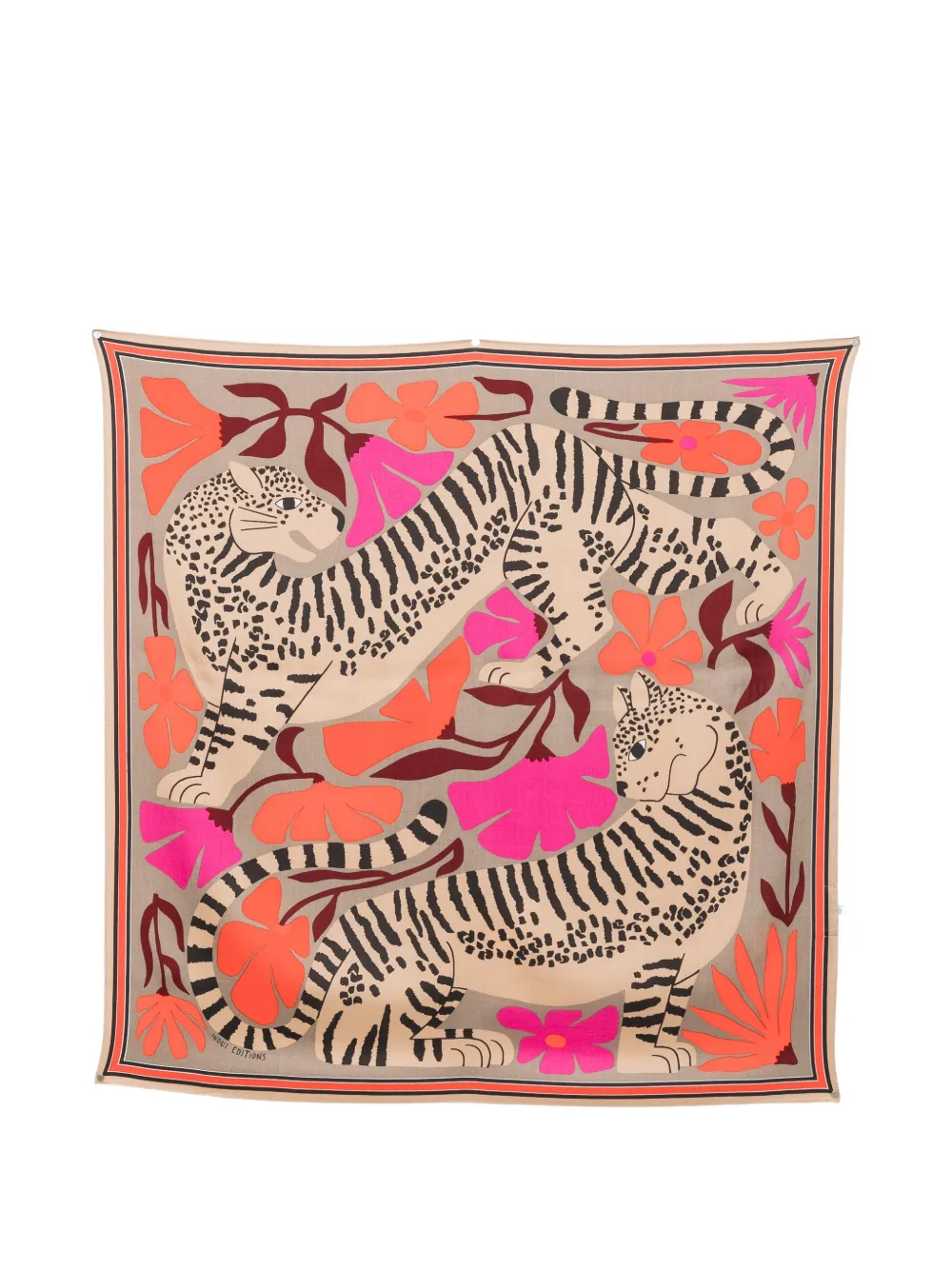 Inoui Editions Animal-print Floral Scarf In Neutral