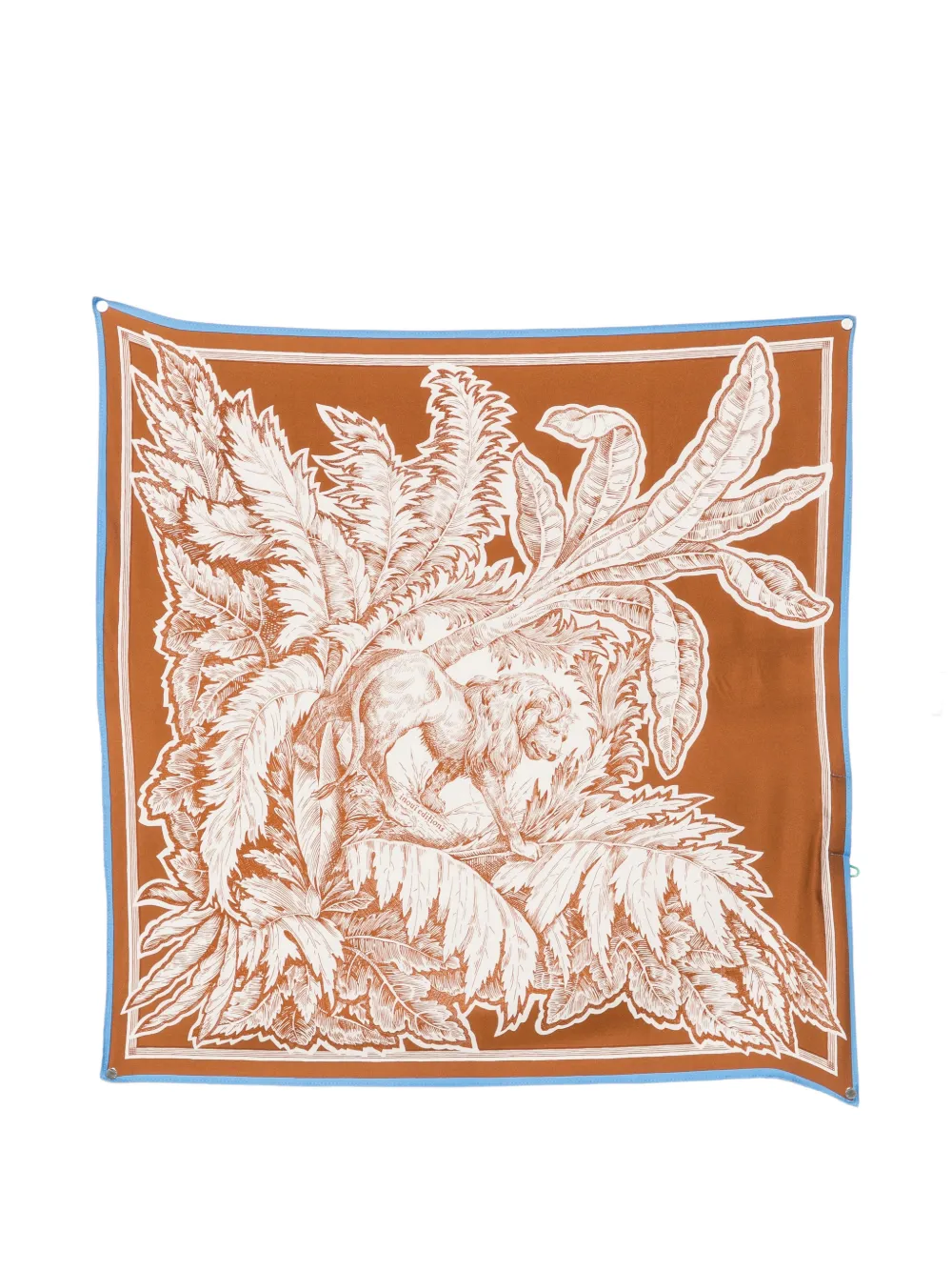Inoui Editions Lion-print Silk Scarf In Brown