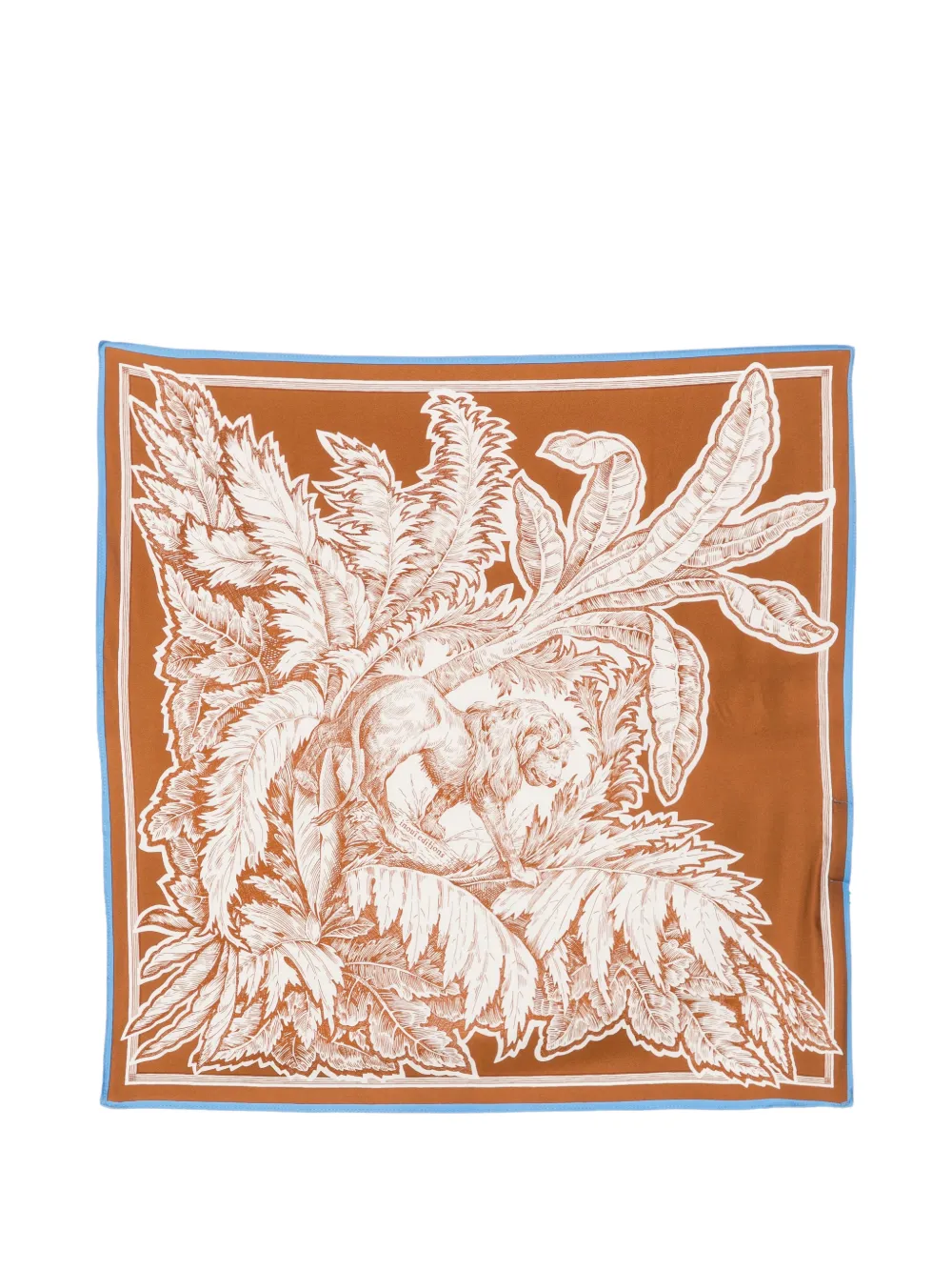 Inoui Editions lion-print silk scarf - Braun