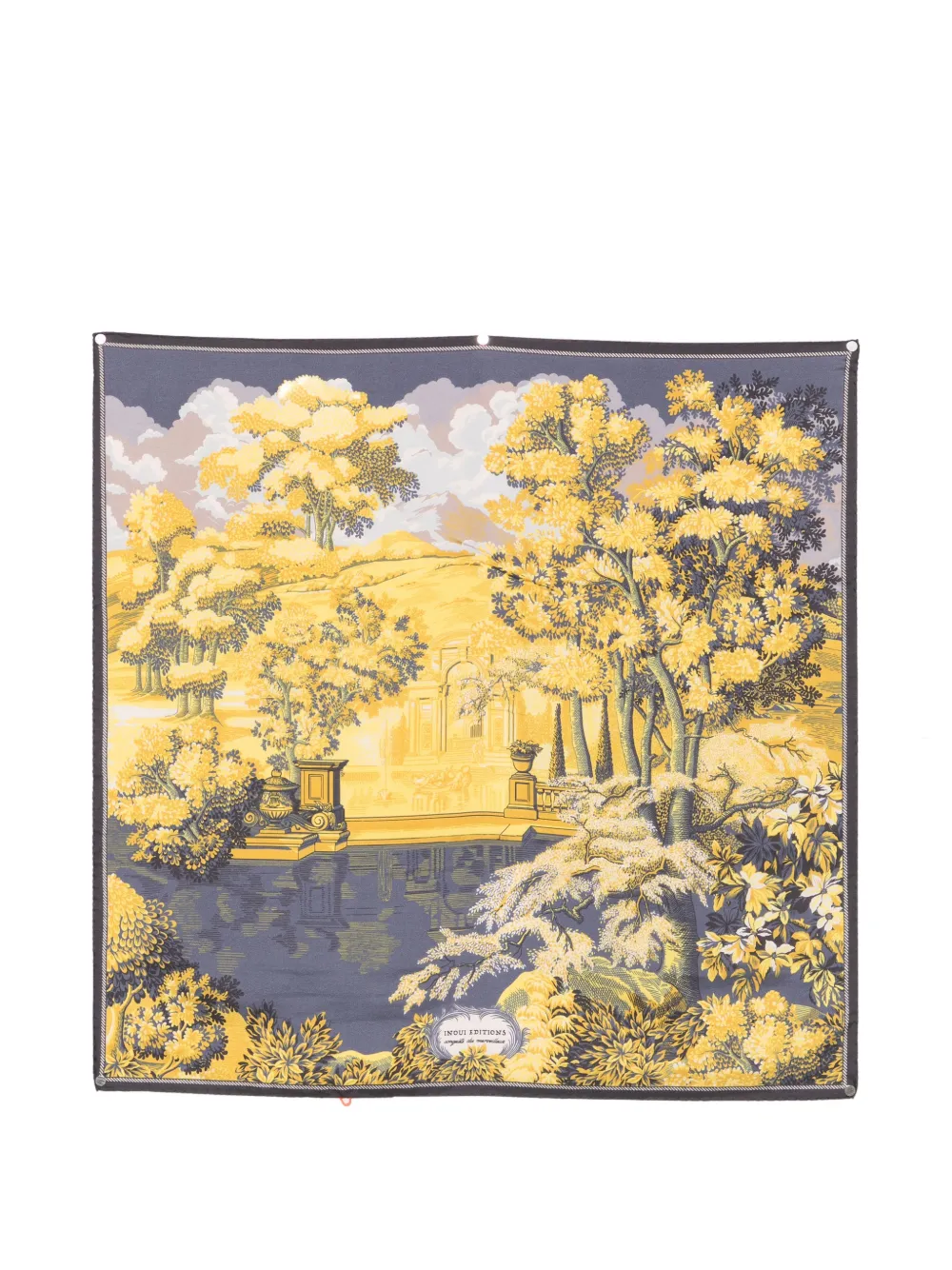 Inoui Editions Landscape-print Silk Scarf In Yellow