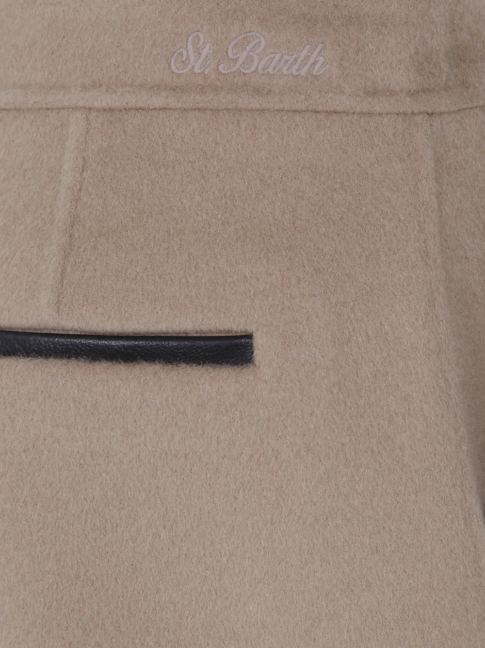MC2 Saint Barth Wollen shorts met leren afwerking Beige
