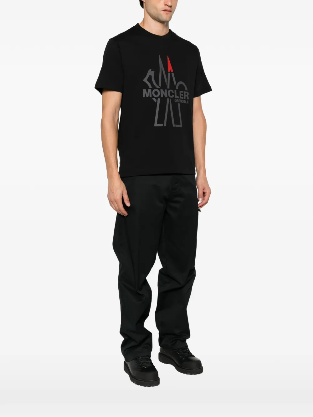 Moncler Grenoble T-shirt met logoprint Zwart