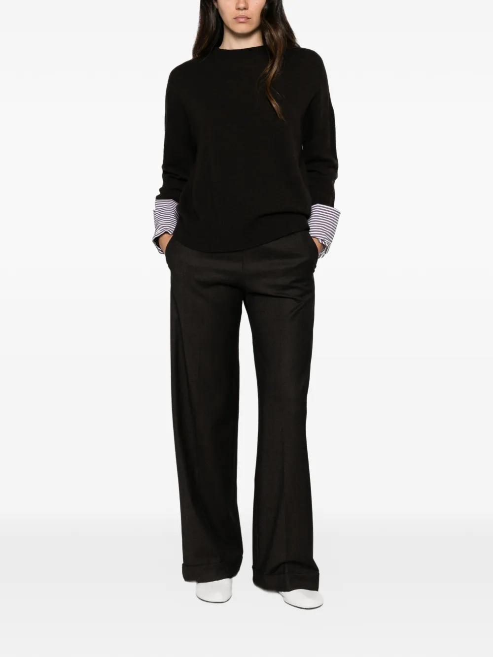 Why Ci striped-cuff sweater