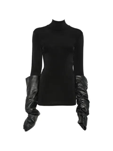 DARKPARK top Camie con mangas de piel y diseño fruncido