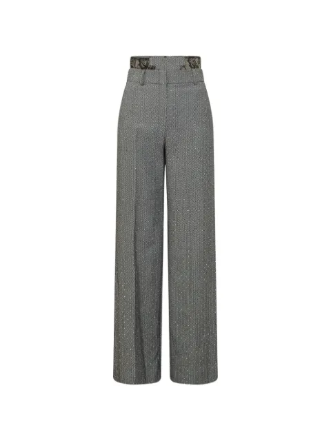 ACTUALEE herringbone-pattern lace-trim trousers