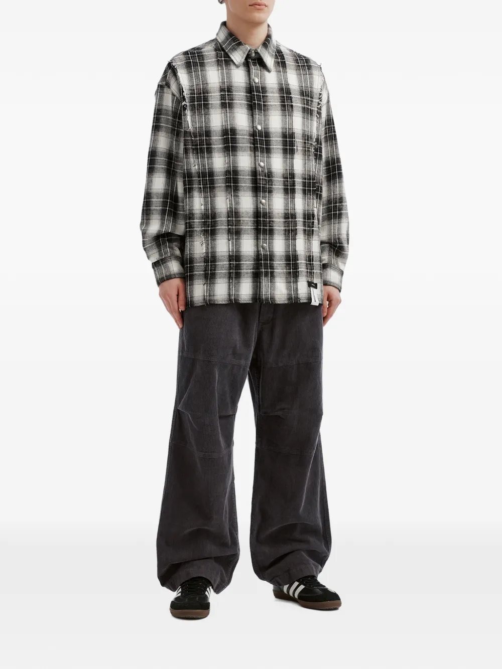 izzue corduroy panelled wide-leg trousers Grijs