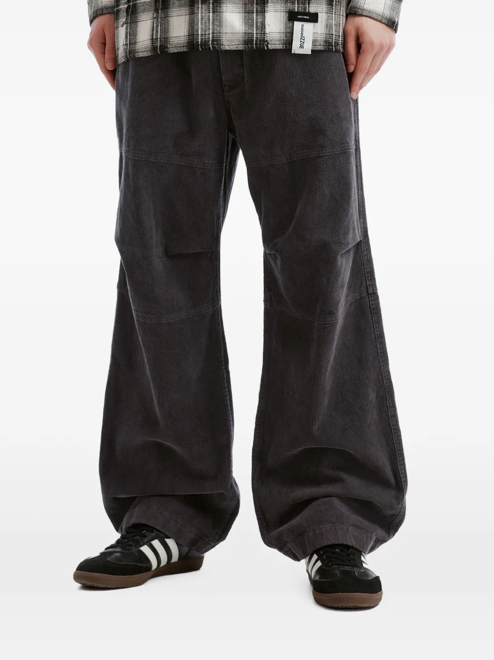izzue corduroy panelled wide-leg trousers Grijs