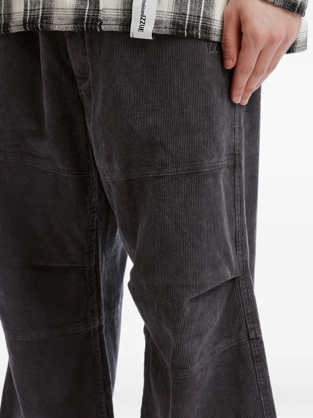 izzue corduroy panelled wide-leg trousers Grijs
