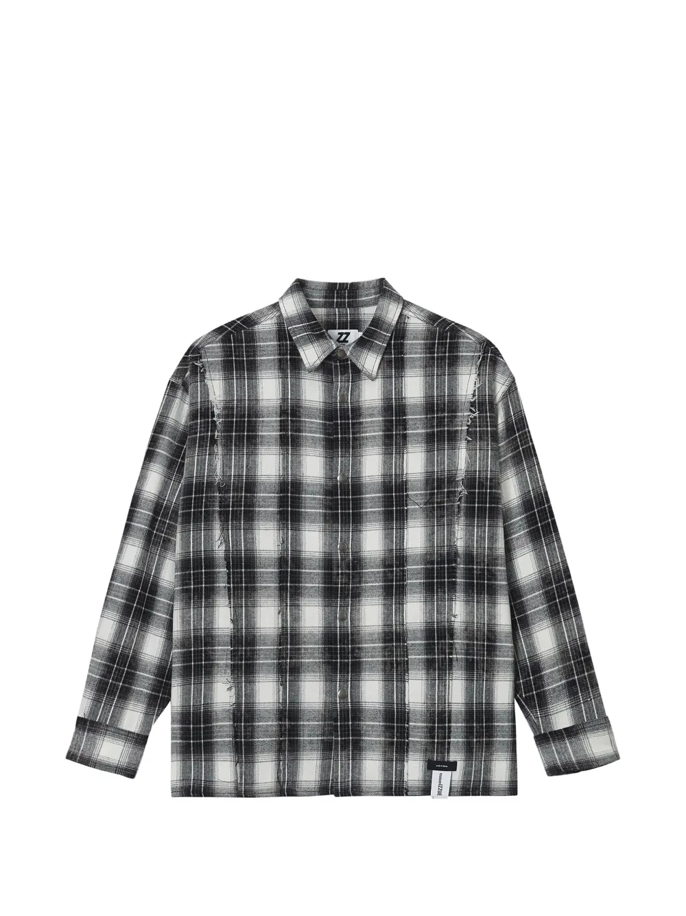 izzue frayed-detailing check-pattern shirt - Noir izzue frayed-detailing check-pattern shirt - Noir