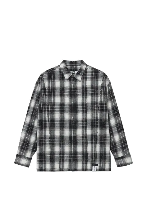 izzue frayed-detailing check-pattern shirt