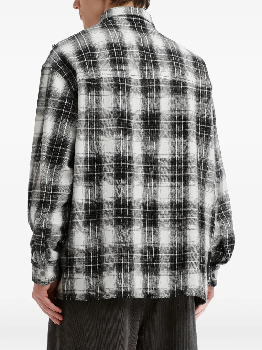 izzue frayed-detailing check-pattern shirt Zwart