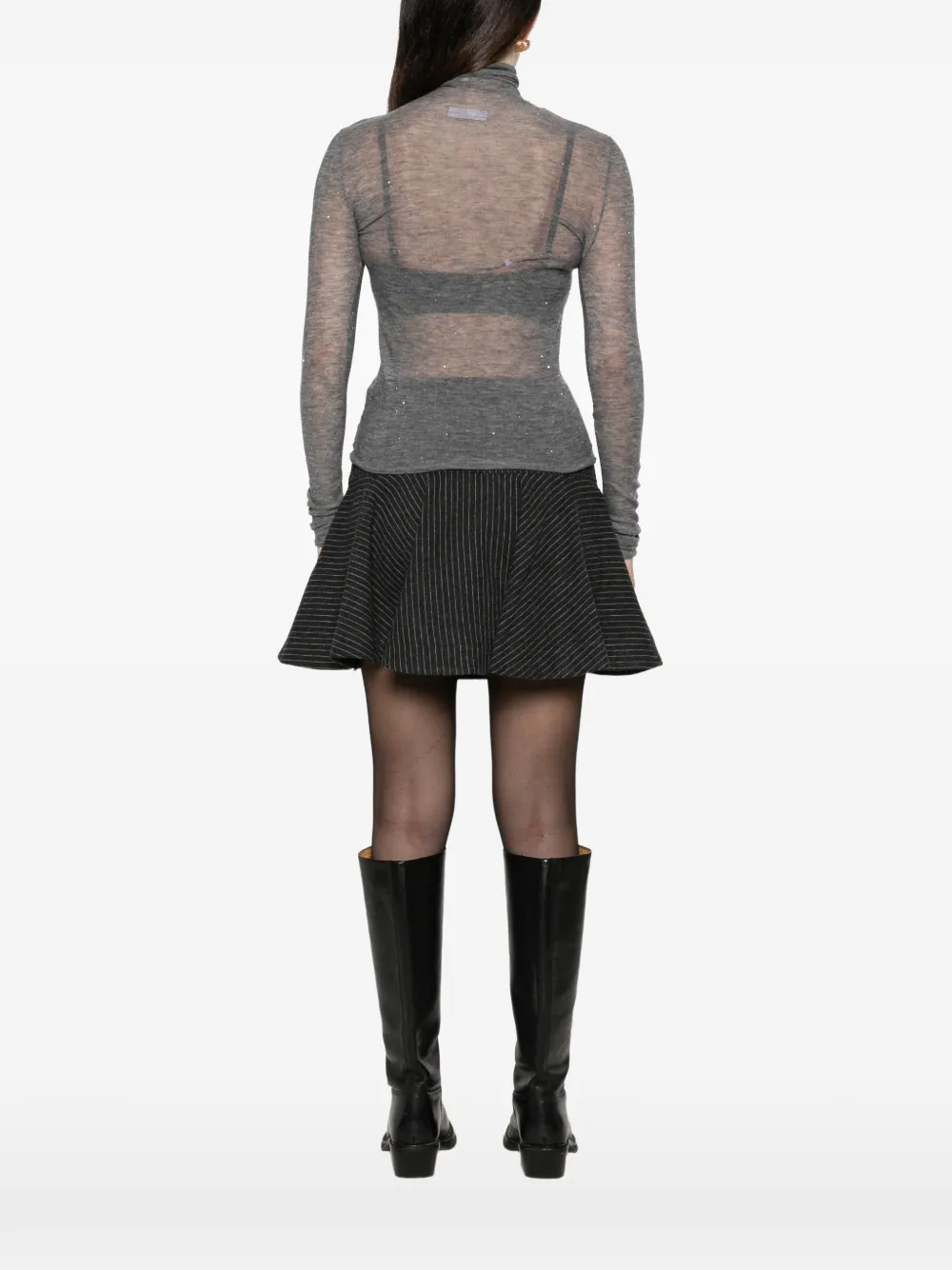 Majestic Filatures T-shirt met col verfraaid met pailletten Grijs