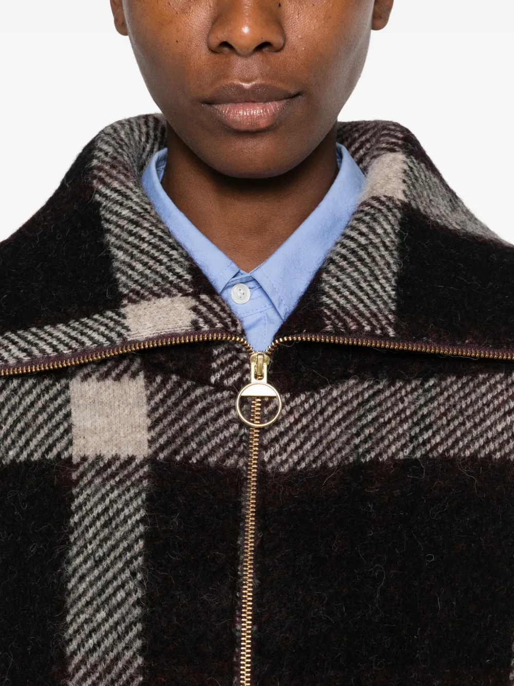 Barbour Carville check-pattern zip-up jacket Zwart
