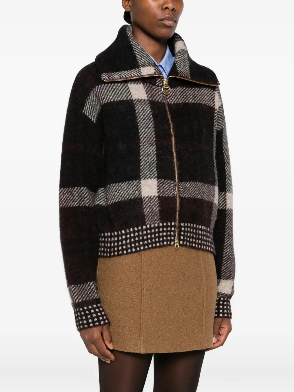 Barbour Carville check-pattern zip-up jacket Zwart