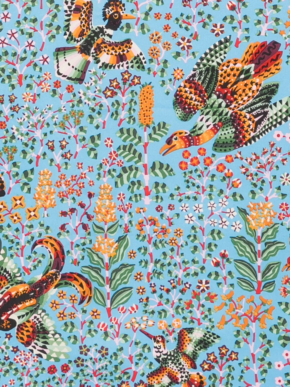 Inoui Editions Bird-print Scarf In Blue
