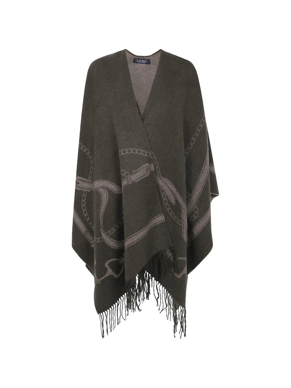 Lauren Ralph Lauren cape frangée à imprimé équestre - Gris Lauren Ralph Lauren cape frangée à imprimé équestre - Gris