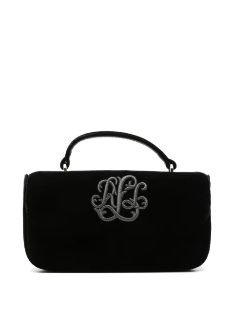 Lauren Ralph Lauren bolsa de hombro de terciopelo con logo bordado