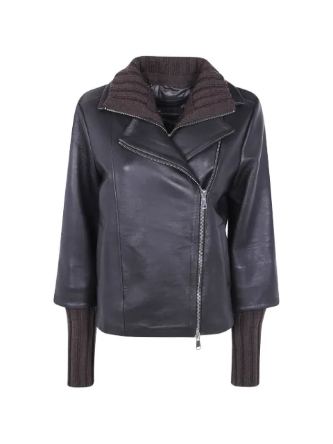The Jackie Leathers Gemini ribbed-knit leather jacket