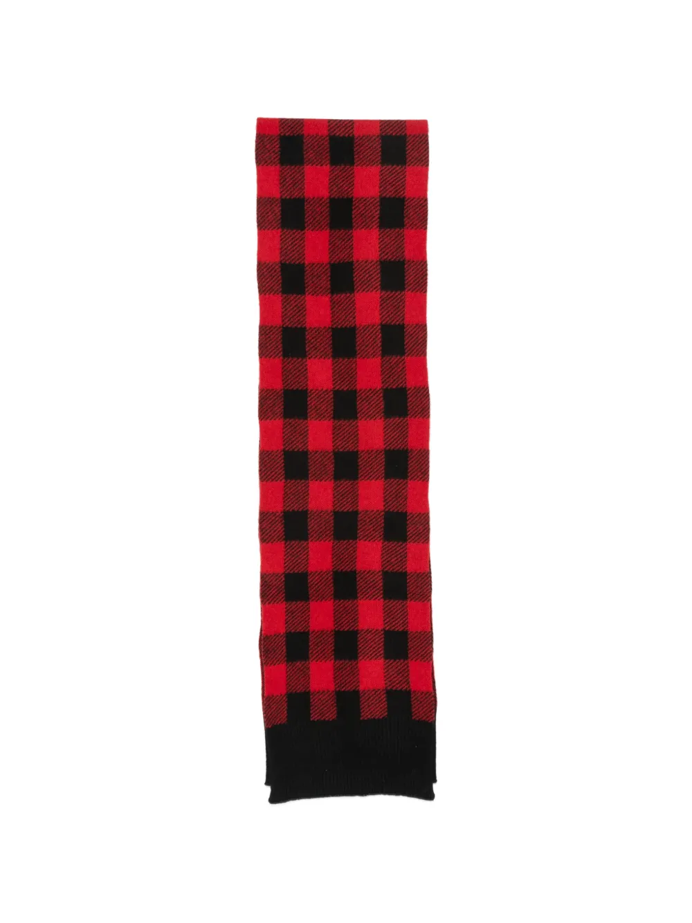 Nº21 check-pattern ribbed-trim scarf - Rosso