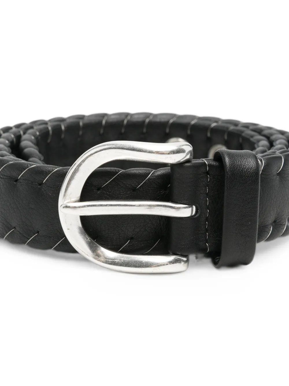 OUR LEGACY Suture whipstitch leather belt Zwart
