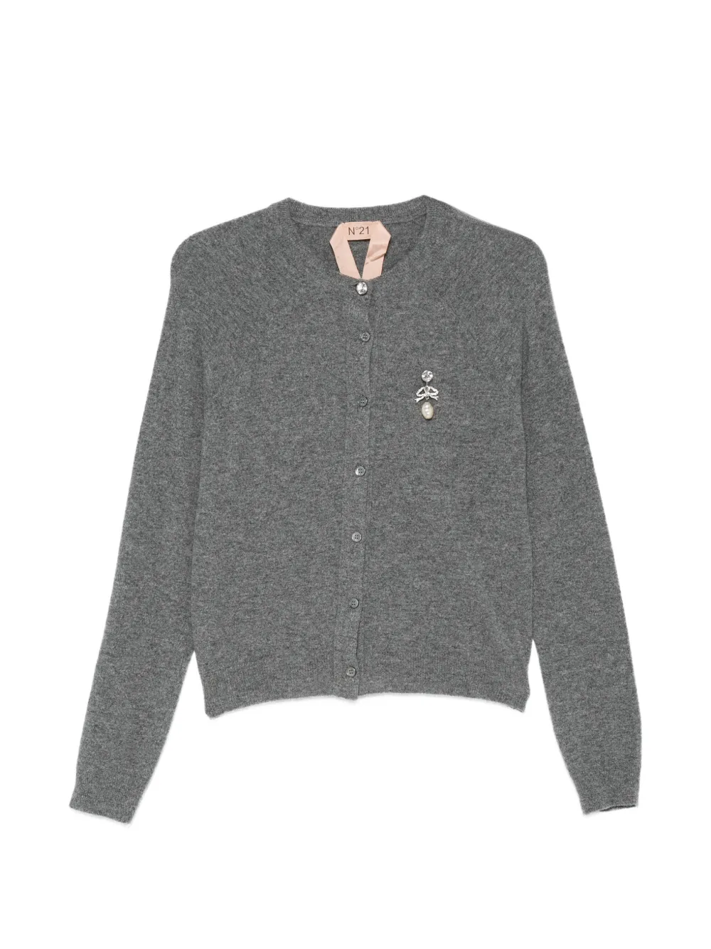 N°21 Crystal-embellished Cardigan In Gray