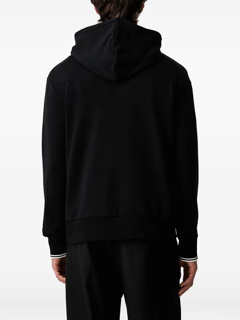 Fred Perry logo-embroidered hoodie Zwart
