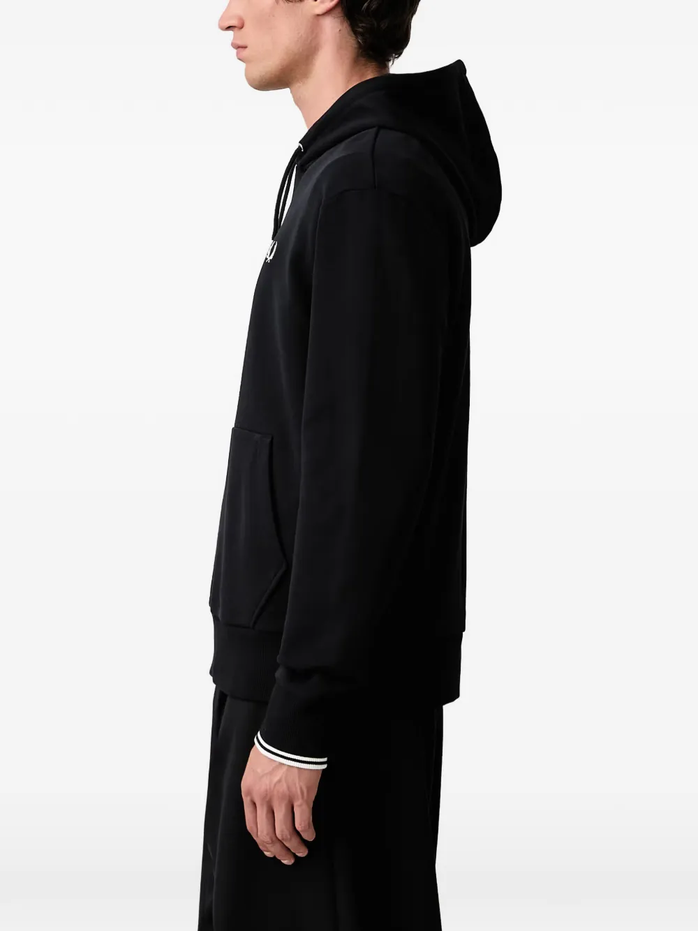 Fred Perry logo-embroidered hoodie Zwart