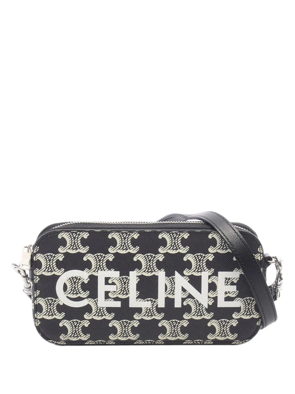 Celine Pre-Owned 2015-2026 Triomphe Logo Horizontal Umhängetasche aus beschichtetem Canvas - Schwarz