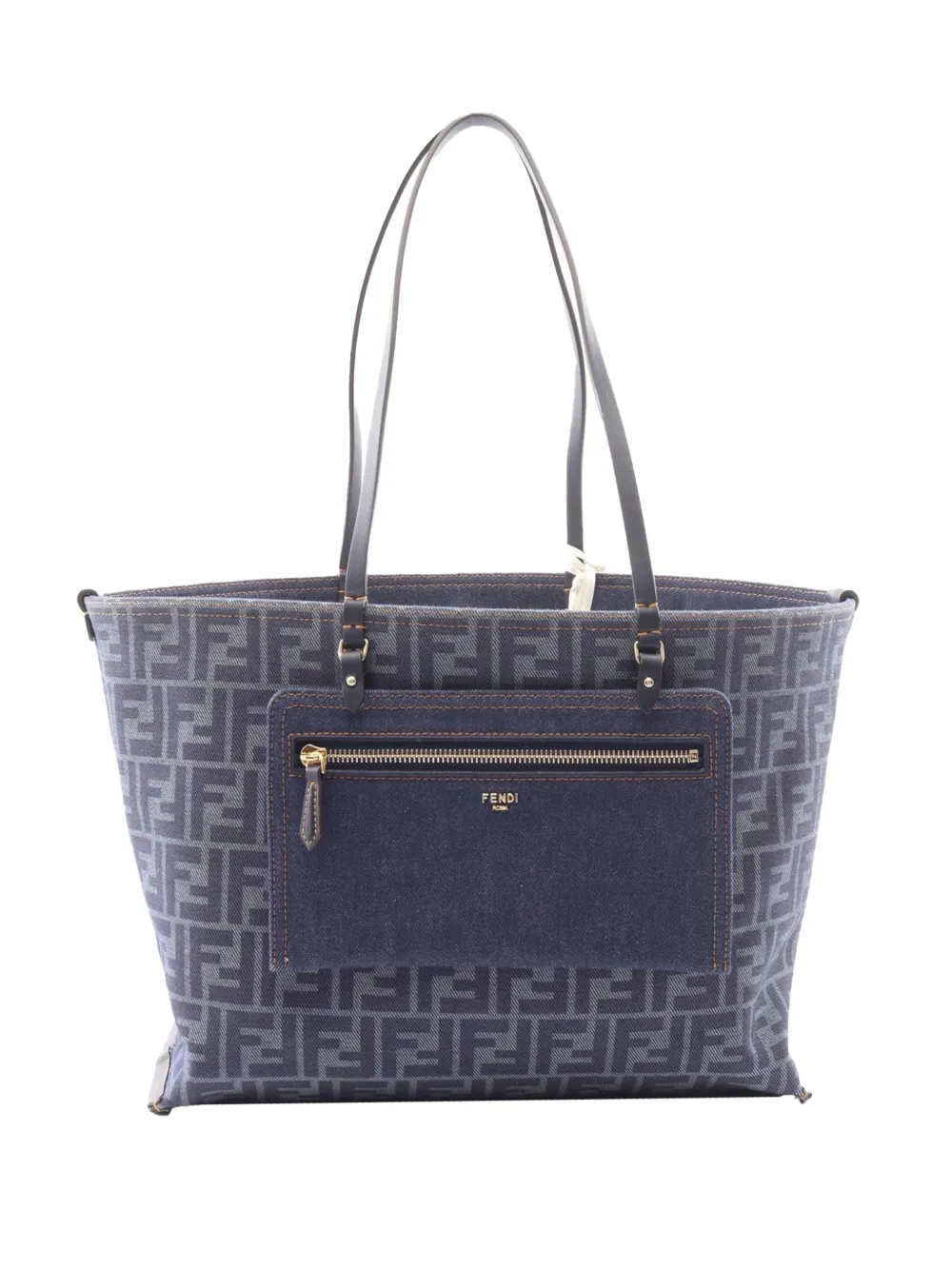 Fendi Pre-Owned 2010-2026 Mittelgroße Zucca Tote Bag aus Denim - Blau