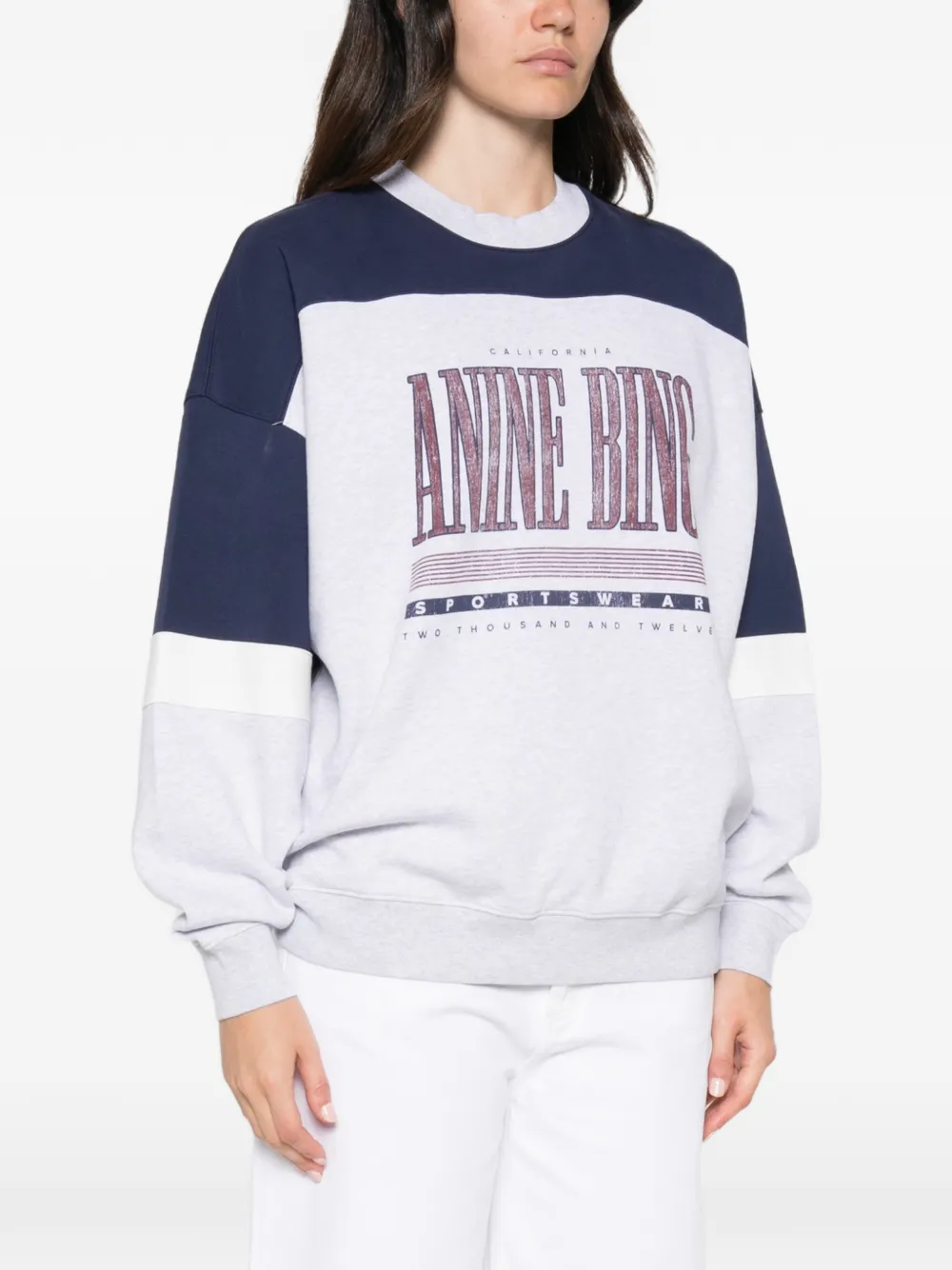ANINE BING Miles logo-print panelled sweatshirt Grijs