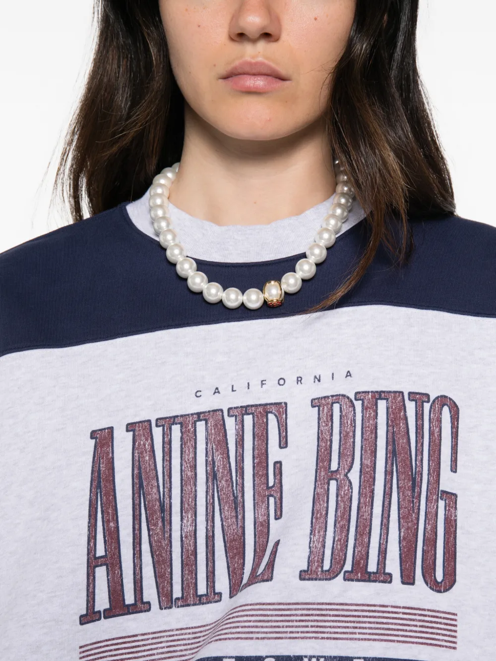 ANINE BING Miles logo-print panelled sweatshirt Grijs