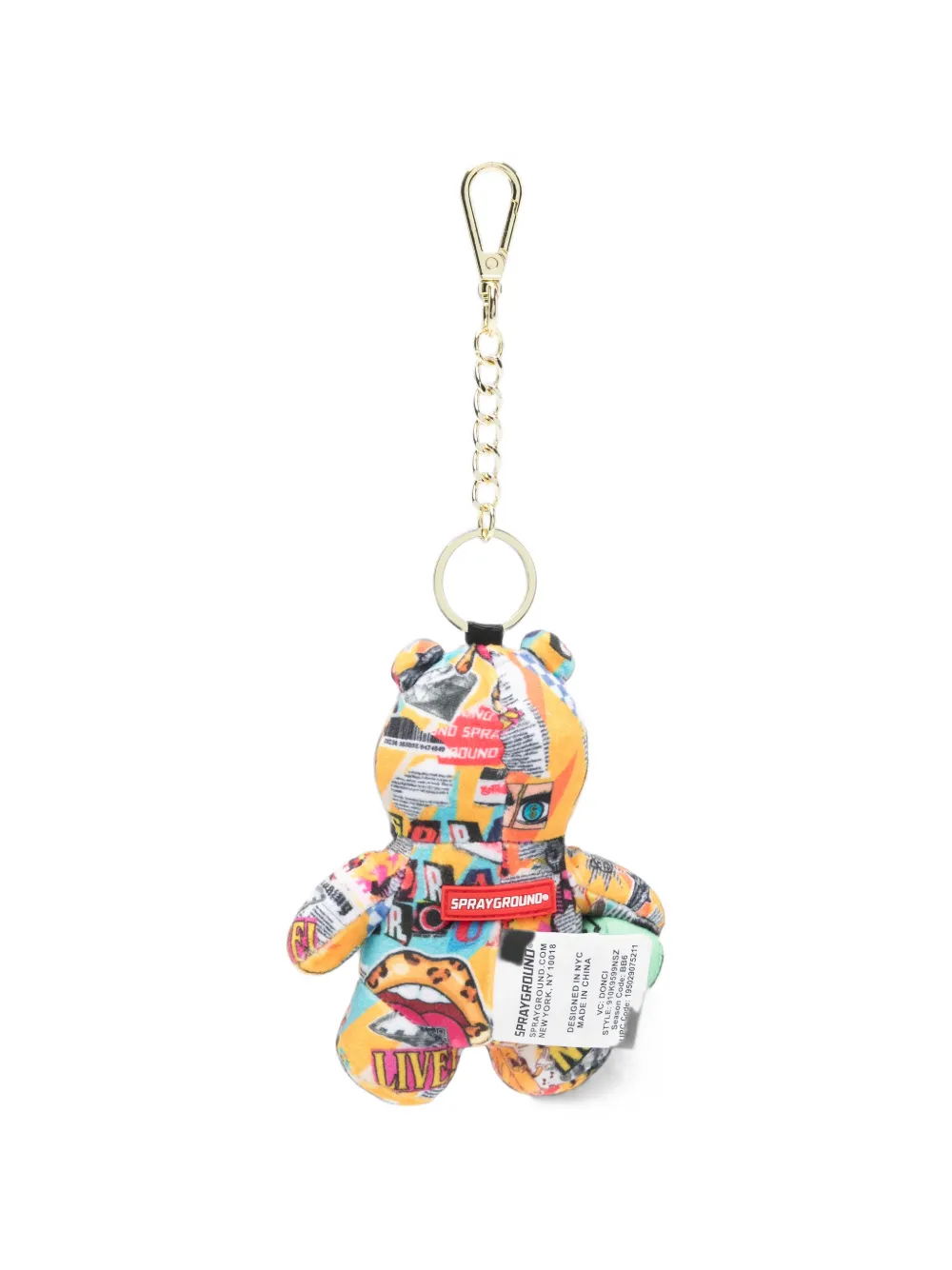 Sprayground Pluchen sleutelhanger met grafische print Oranje