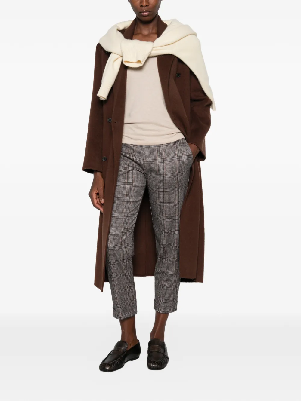 Why Ci check-pattern turn-up trousers