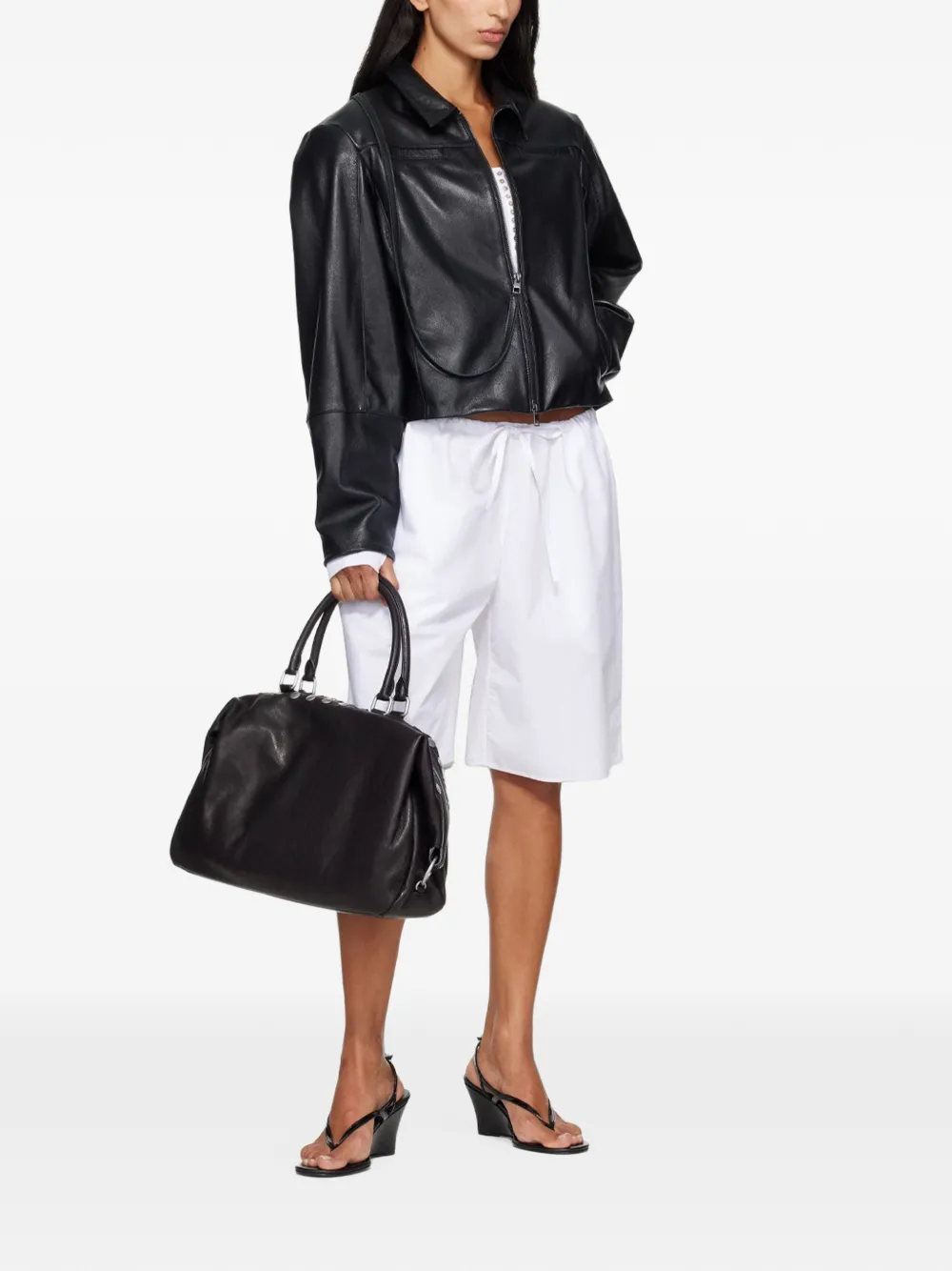 Marge Sherwood Dumpling leren shopper met stud Zwart