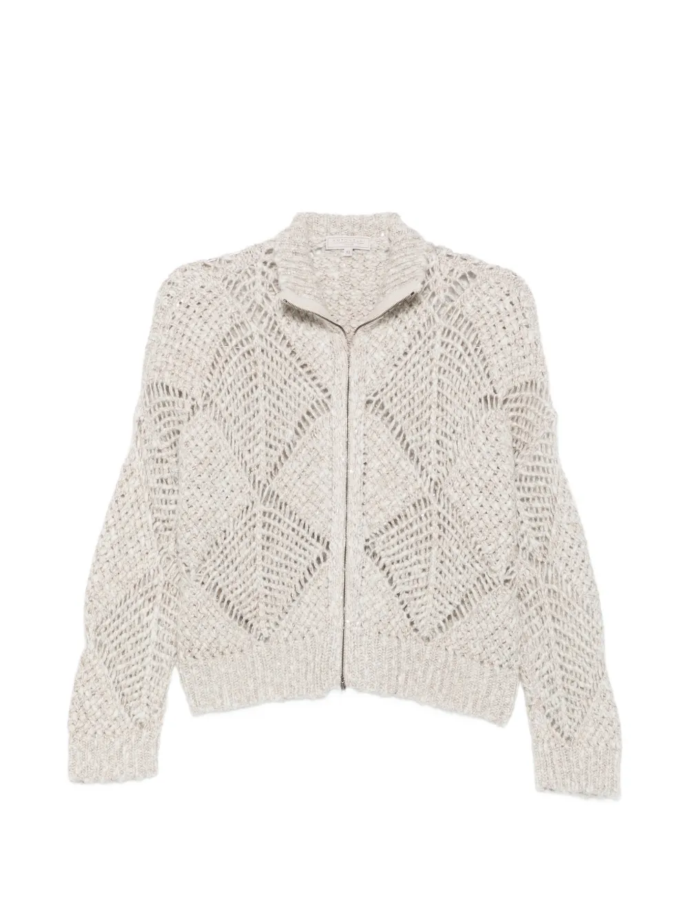 Antonelli Maira sequin-embellished open-knit cardigan - Grigio
