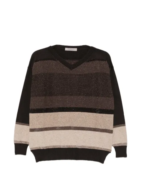 D.Exterior striped glitter-detail sweater