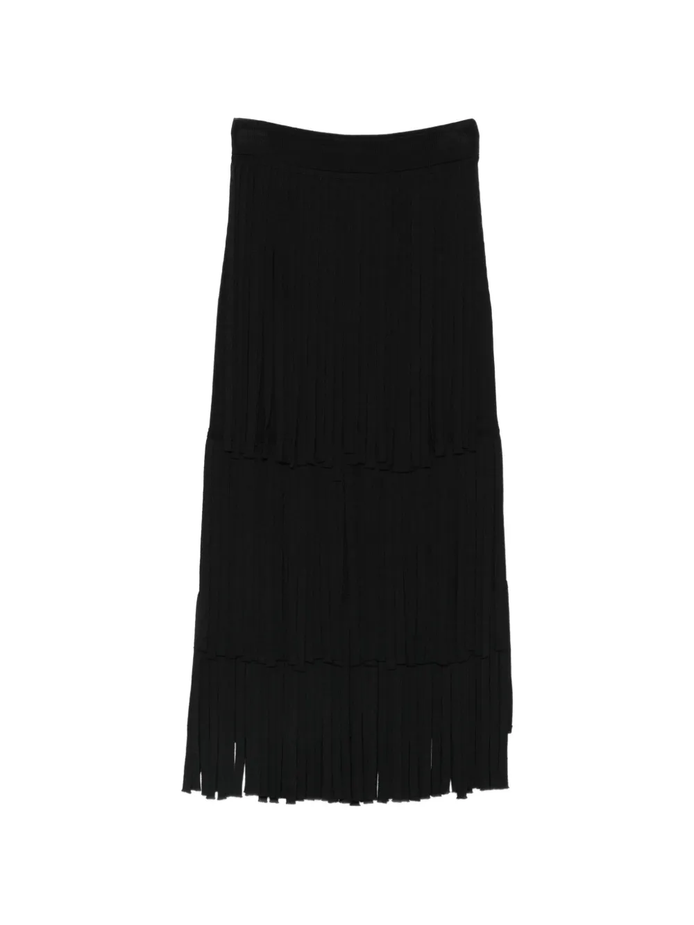 Tela jupe mi-longue Uma à franges - Noir Tela jupe mi-longue Uma à franges - Noir