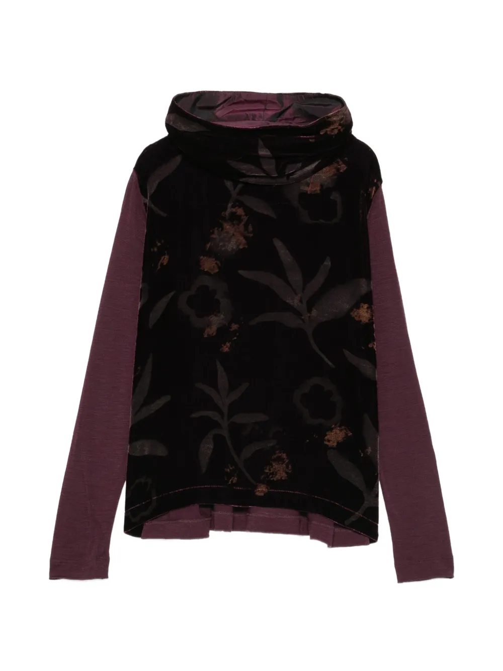 Why Ci floral-print velvet-panel blouse