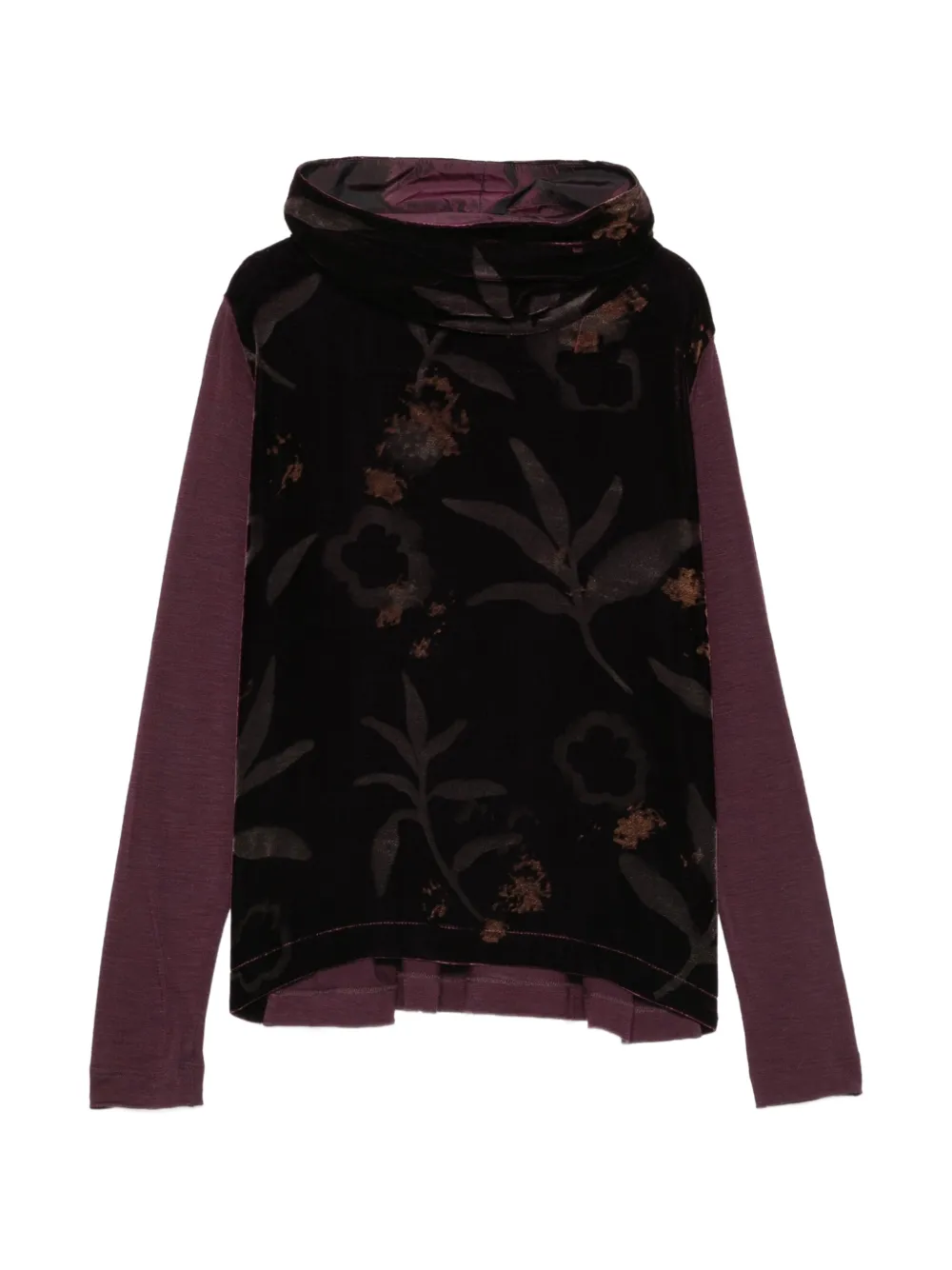 Why Ci floral-print velvet-panel blouse - Viola
