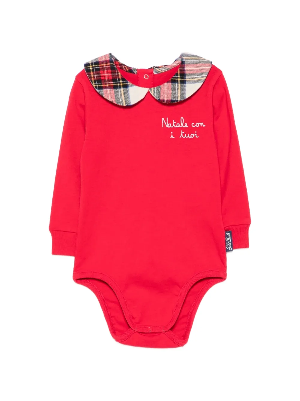 MC2 Saint Barth Kids body brodé à col tartan - Rouge MC2 Saint Barth Kids body brodé à col tartan - Rouge
