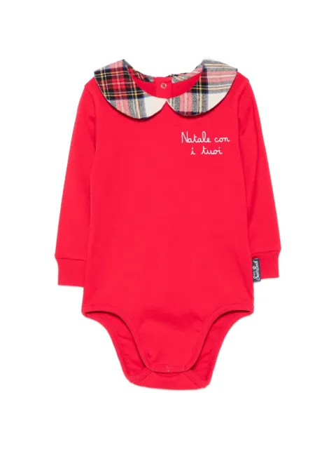 MC2 Saint Barth Kids tartan-collar embroidered bodysuit