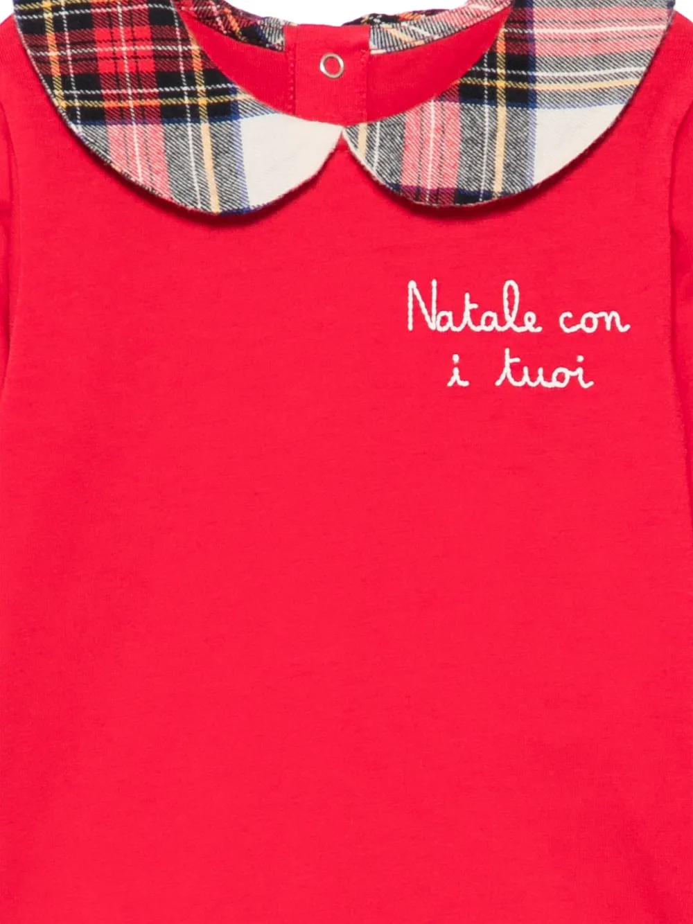 MC2 Saint Barth Kids Romper met tartan-ruit en borduurwerk Rood