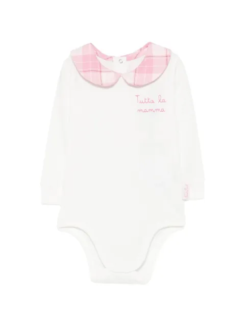 MC2 Saint Barth Kids check-pattern Peter-Pan-collar bodysuit