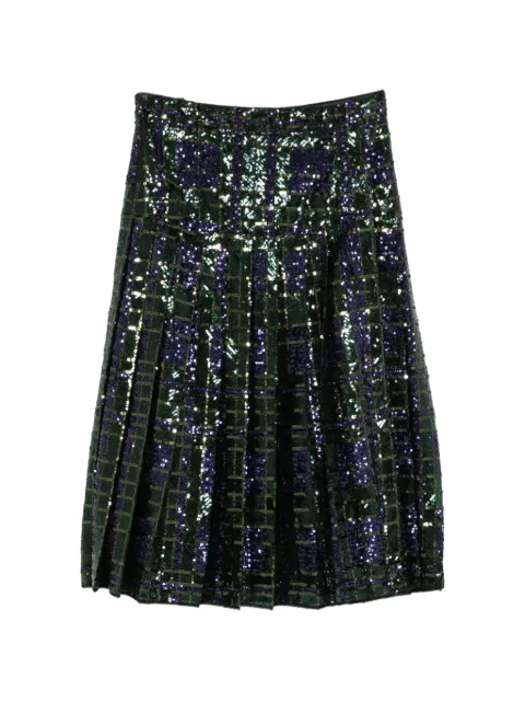 Nº21 sequin-embellished checked midi skirt