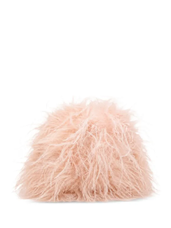 Yves Salomon Feather-embroidered Clutch Bag in Pink