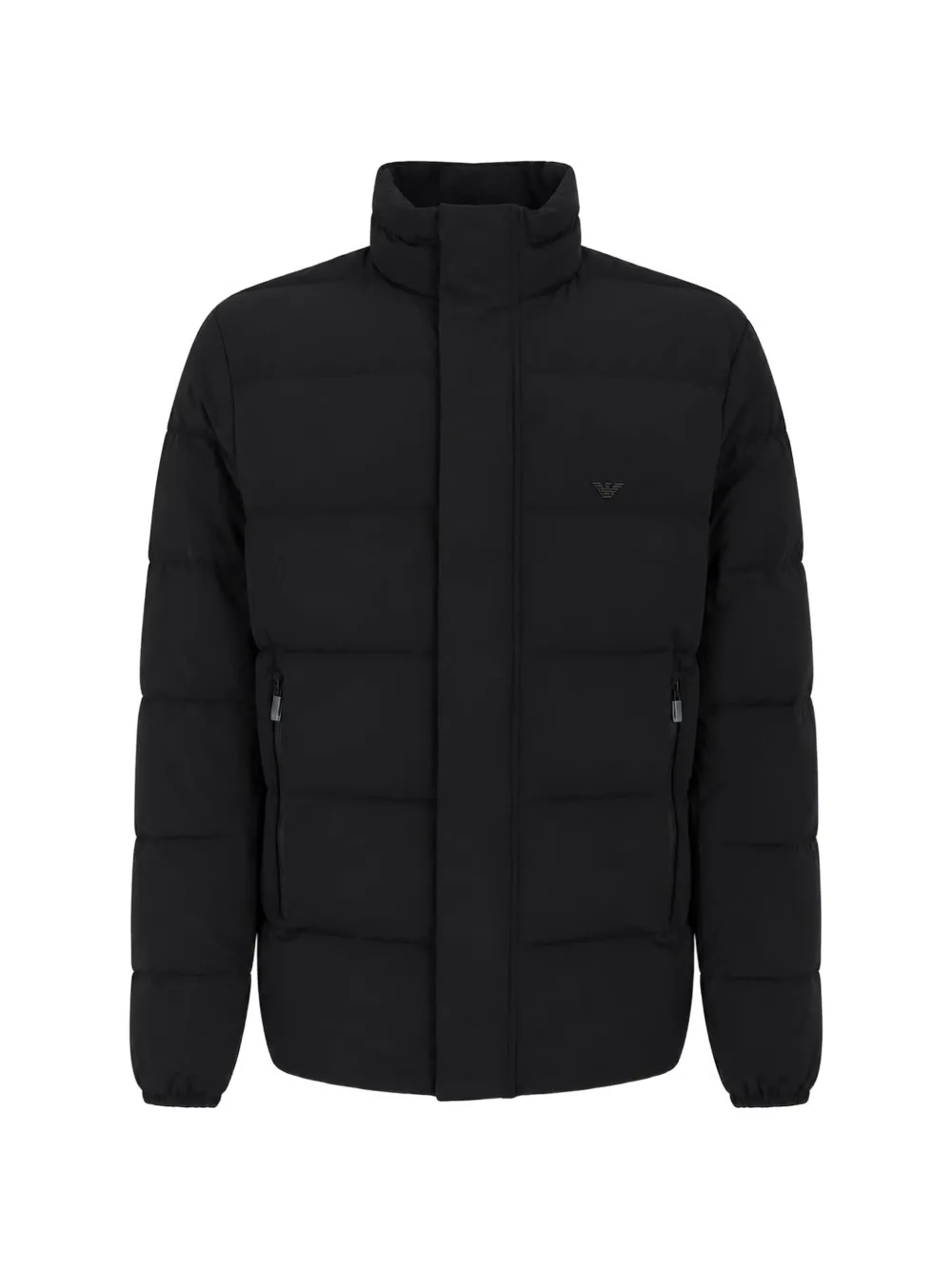 Emporio Armani Gesteppte Jacke mit Logo-Patch - Schwarz