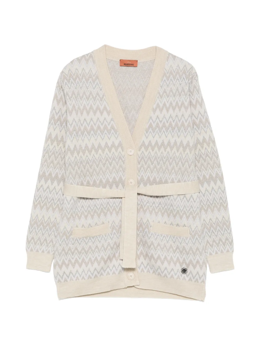 Missoni Kids zigzag-pattern belted cardigan - Toni neutri