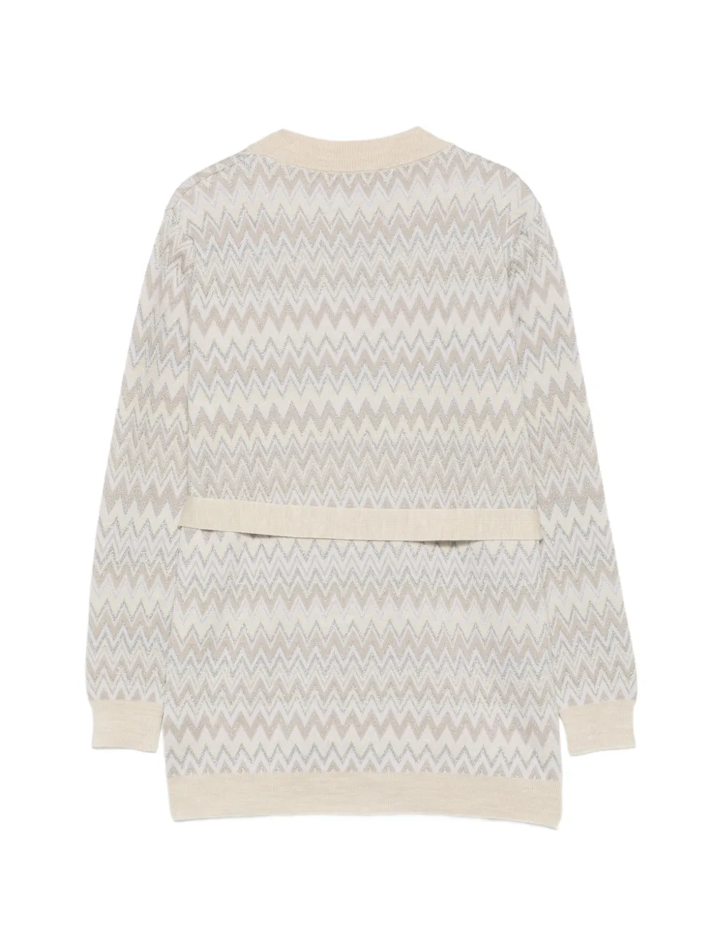 Missoni Kids zigzag-pattern belted cardigan Beige