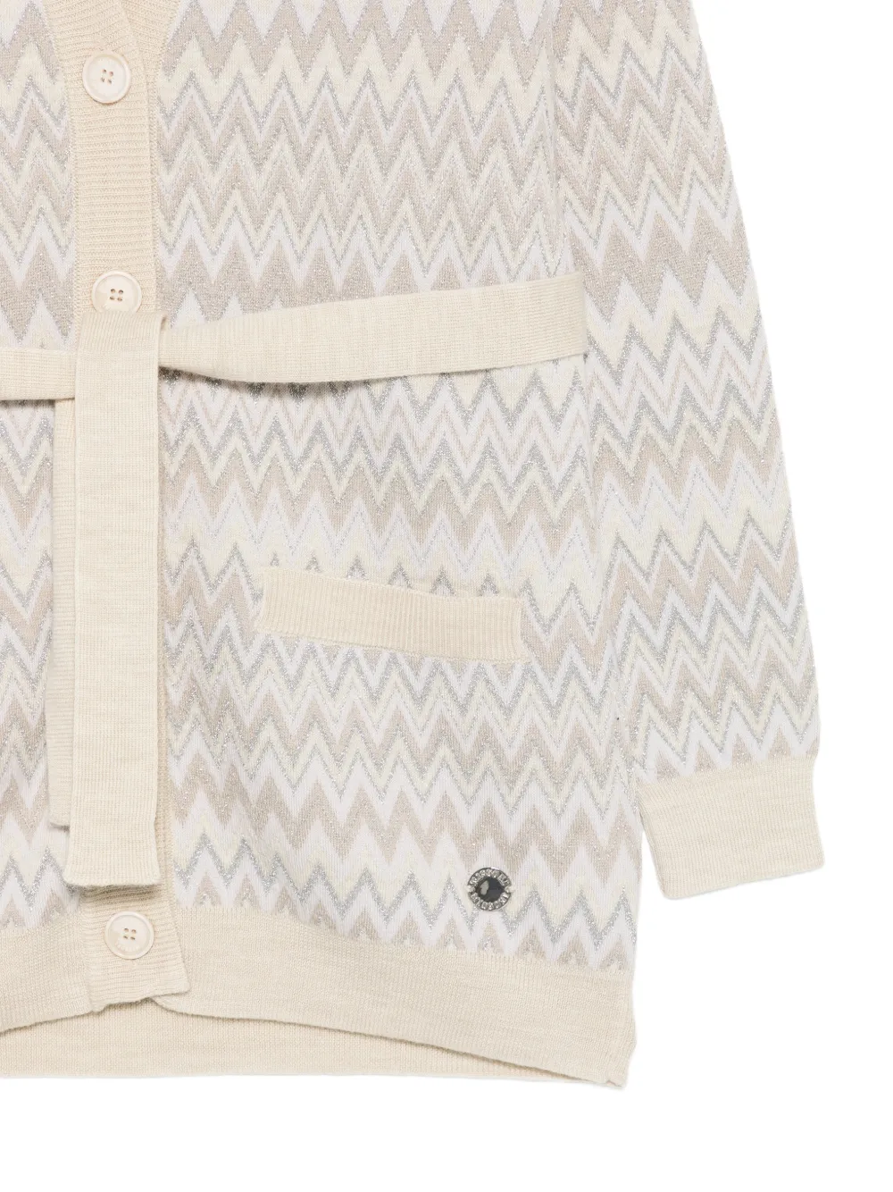 Missoni Kids zigzag-pattern belted cardigan Beige