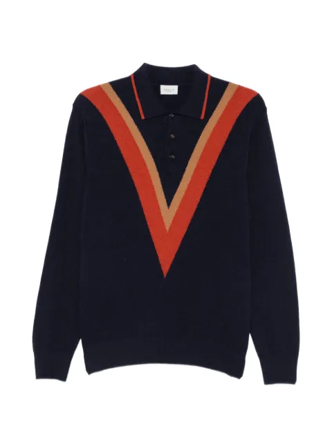 gallia chevron-knit polo sweater
